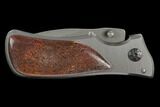 Folding Tactical Knife With Fossil Dinosaur Bone (Gembone) Inlays #127559-1